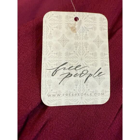 Free People Dress Womens Sz S/M Mini Smocked Waist Burgundy Cottage NWT $129 - Picture 5 of 8